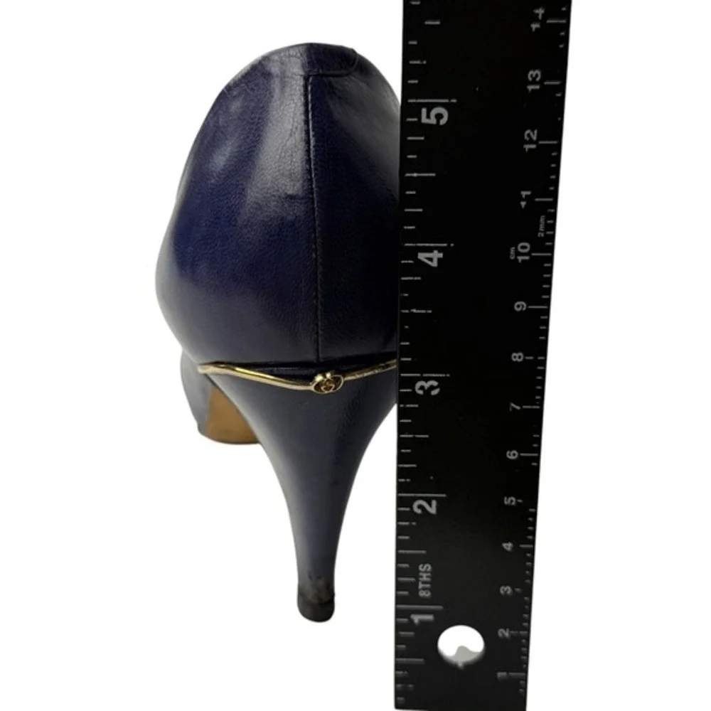 Gucci Viola Purple Leather Pointed Toe Heels Sz 38 Designer Made in Italy w/ Box